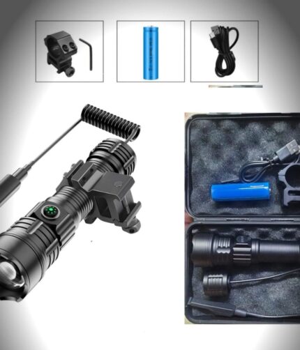 Rechargeable LED flashlight with Rifle Mount, Remote & Charger